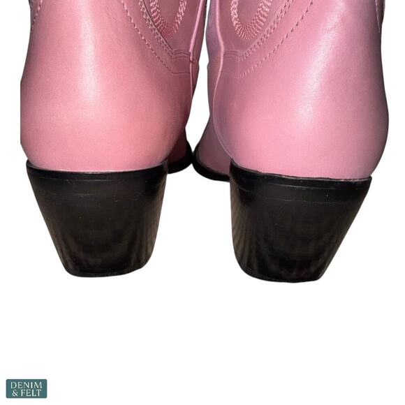 Jeffrey Campbell Dagget Rose Pink Cowboy Western Boot 8.5 Leather Block Heel - Picture 12 of 16
